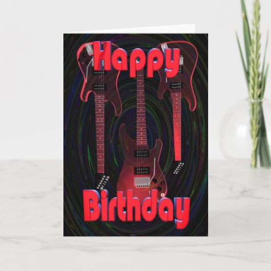 Red Happy Birthday Guitars von Valxart Karte (Vorderseite)