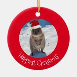 Red Happy Christmas Quokka Beach Australien Keramik Ornament
