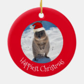 Red Happy Christmas Quokka Beach Australien Keramik Ornament (Hinten)