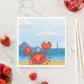 Red Happy Crab am Strand Napkins Serviette (Beispiel)