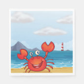 Red Happy Crab am Strand Napkins Serviette (Vorderseite)