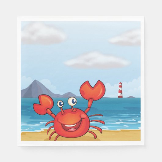Red Happy Crab am Strand Napkins Serviette (Vorderseite)