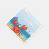 Red Happy Crab am Strand Napkins Serviette (Ecke)