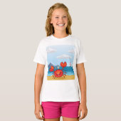 Red Happy Crab auf einem Beach T - Shirt (Vorne ganz)