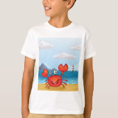 Red Happy Crab auf einem Beach T - Shirt (Vorderseite)