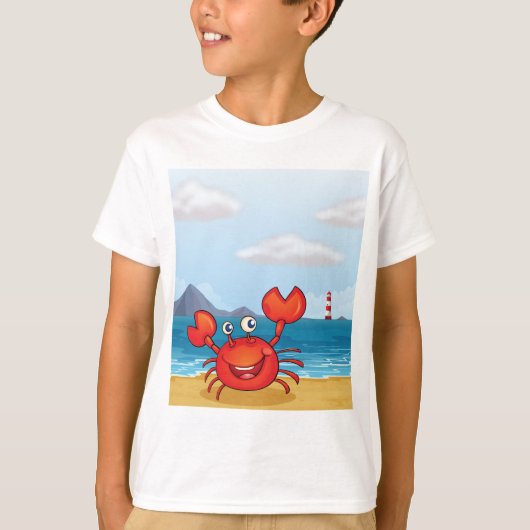 Red Happy Crab auf einem Beach T - Shirt (Vorderseite)