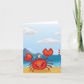 Red Happy Crab auf einer Strandkarte Karte (Vorderseite)