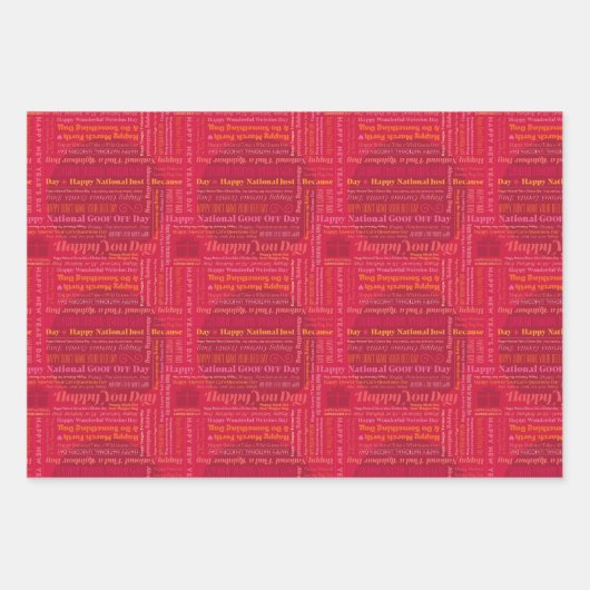 Red Happy Days Wrapping Paper Geschenkpapier Set (Vorderseite 3)