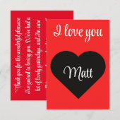 Red Happy heart romance graphic Dankeskarte (Vorne/Hinten)