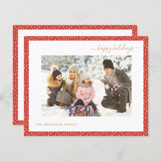 Red Happy Holiday 2 Foto Moderne 2024 Karte (Vorne/Hinten)