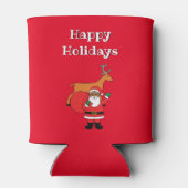 Red Happy Holidays Afrikanischer Weihnachtsmann Dosenkühler (Rückseite)