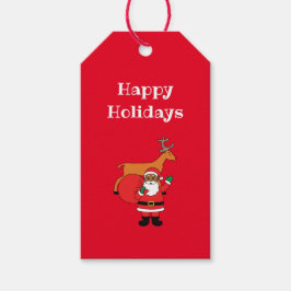 Red Happy Holidays Afrikanischer Weihnachtsmann Geschenkanhänger