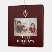 Red Happy Holidays Candy Cane Weihnachten Minimali Keramikornament (Links)