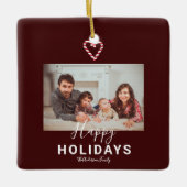 Red Happy Holidays Candy Cane Weihnachten Minimali Keramikornament (Vorderseite)