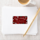 Red Happy Holidays Festive Return Address Label Adressaufkleber (Insitu)