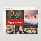 Red Happy Holidays Foto Collage Weihnachten (Vorne/Hinten)