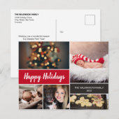 Red Happy Holidays Foto Collage Weihnachten (Vorne/Hinten)