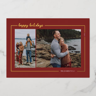 Red Happy Holidays Script Folien Feiertagskarte