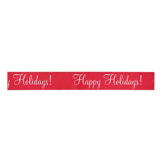 Red Happy Holidays Script Moderne Weihnachten Ripsband (Vorderseite)