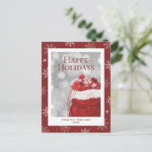 Red Happy Holidays Snowflake Feiertagspostkarte (Stehend Vorderseite)