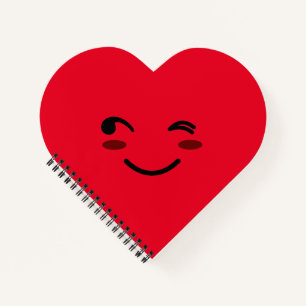 Red Happy Lächeln Gesicht Niedlicher Cartoon Herz Notizblock