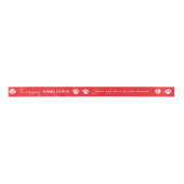 Red Happy Pawlidays Name and Paw Print Gift Satinband (Vorderseite)