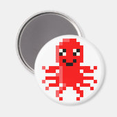Red Happy Pixel Tintenfisch Magnet (Vorderseite/Rückseite)