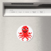 Red Happy Pixel Tintenfisch Magnet (In Situ (Geschirrspüler))