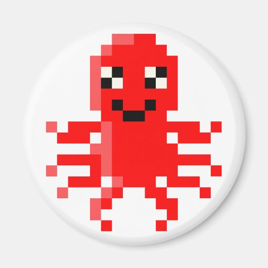 Red Happy Pixel Tintenfisch Magnet (Vorne)