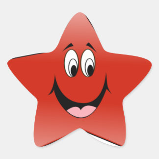 Red Happy Star Stern-Aufkleber
