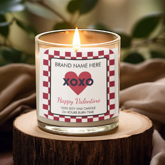 Red Happy Valentine Candle Label Quadratischer Aufkleber