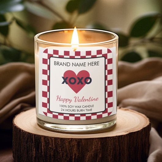 Red Happy Valentine Candle Label Quadratischer Aufkleber