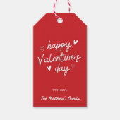 Red Happy Valentine’s Day Gift Tag Geschenkanhänger (Vorderseite)