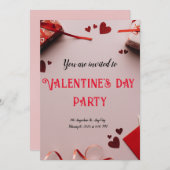 Red Happy Valentine's Day Modern Card Dankeskarte (Vorne/Hinten)