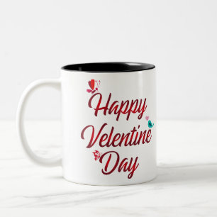 Red Happy Valentines Day Zweifarbige Tasse