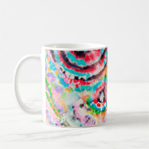 Red Hard Grunge. Shibori Muster. Golden Brush Gra Kaffeetasse
