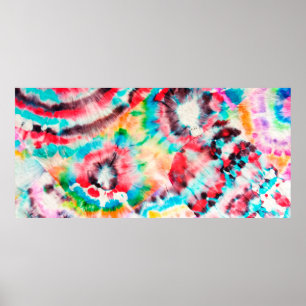 Red Hard Grunge. Shibori Muster. Golden Brush Gra Poster