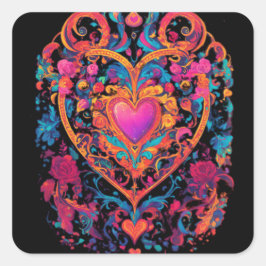 Red Hard Multi Color Design Style" Quadratischer Aufkleber