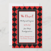 Red Harlequin Pattern Elopement Ankündigung (Vorderseite)