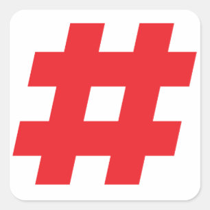 # - Red Hashtag oder Nummernzeichen Quadratischer Aufkleber