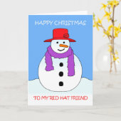 Red Hat Christmas Snowman Cartoon Karte (Gelbe Blume)