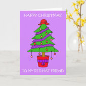 Red Hat Christmas Tree Cartoon Karte (Gelbe Blume)