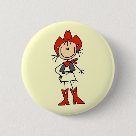 Red Hat-Cowgirl-T-Shirts und Geschenke Button (Vorderseite)