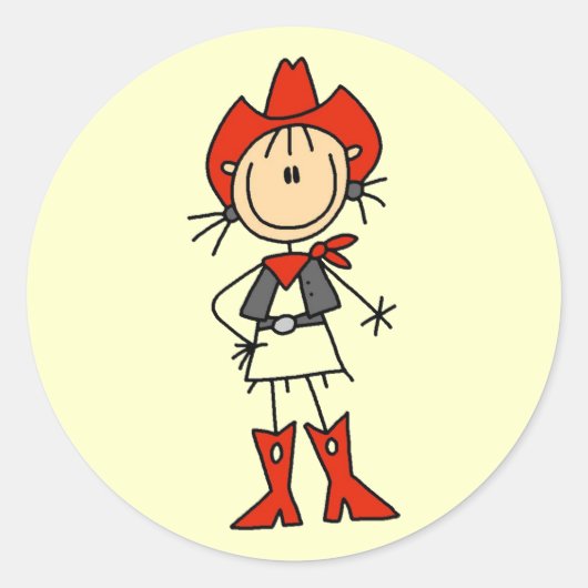 Red Hat Cowgirl Tshirts und Geschenke Runder Aufkleber (Vorderseite)