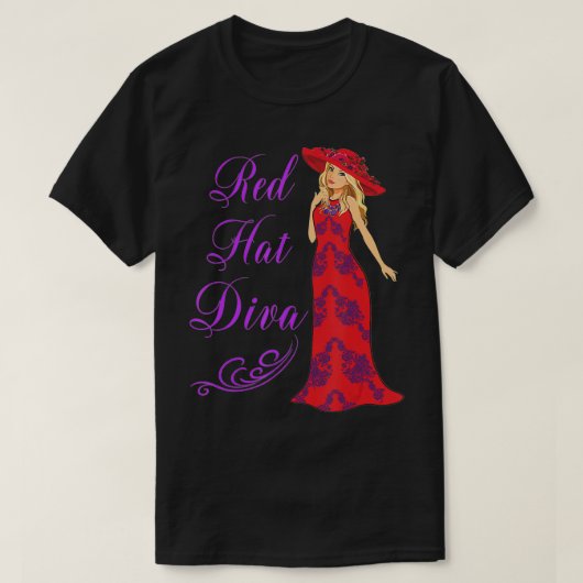 Red Hat Diva Vintag Style Geschenk T-Shirt (Design vorne)