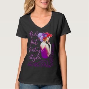 Red Hat Ladys Vintager Stil in Lila T-Shirt