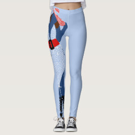 Red Hat Red Belt Blue Dress Thick Chic Leggings