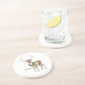 Red Hat Reindeer Christmas Getränkeuntersetzer (Seite)