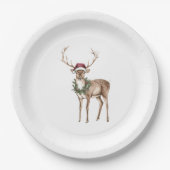 Red Hat Reindeer Christmas Pappteller (Vorderseite)