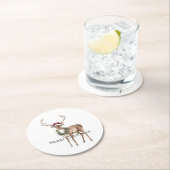 Red Hat Reindeer Christmas Runder Pappuntersetzer (Vor Ort)